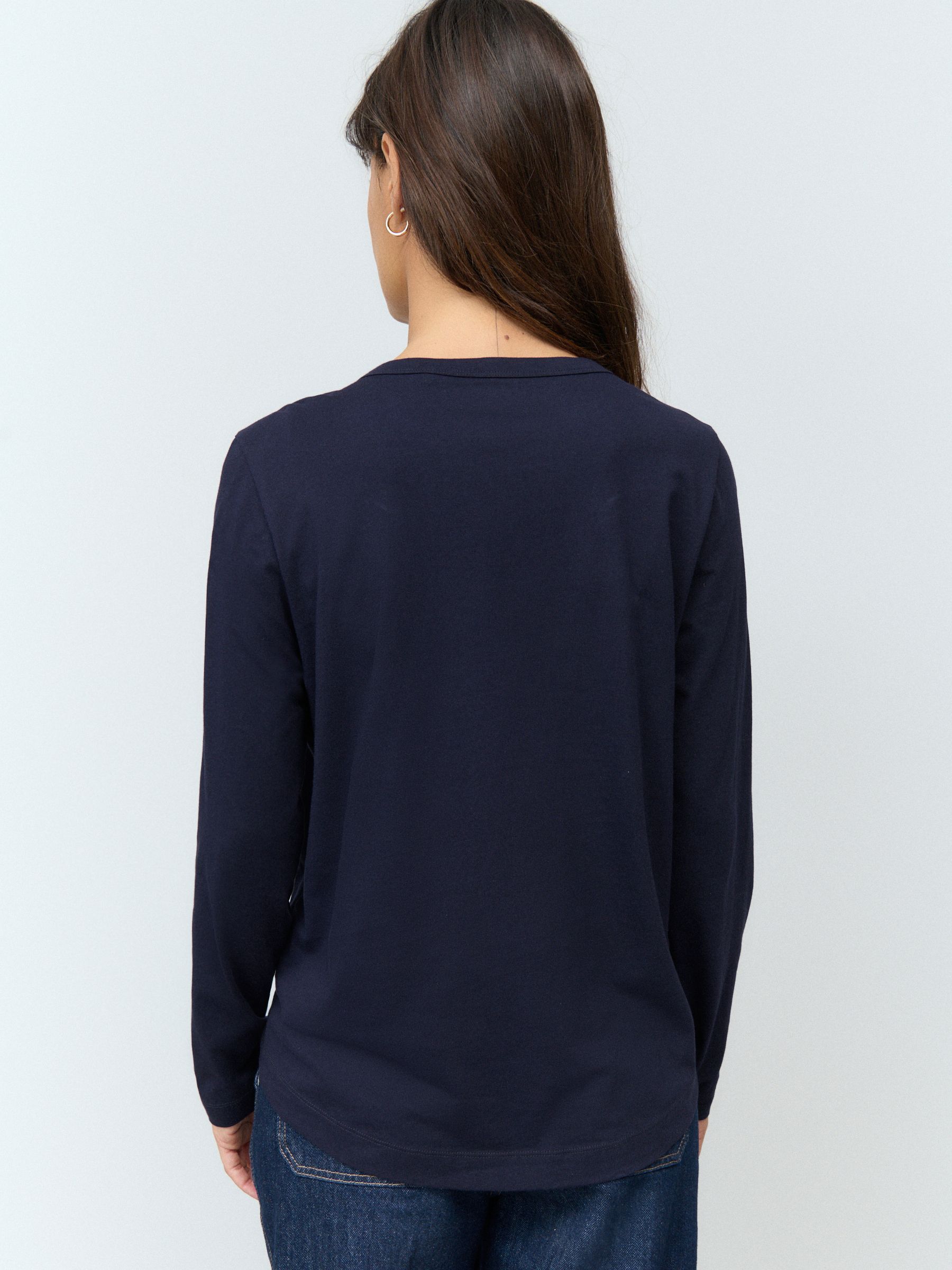 Donkerblauw - 100% katoenen T-shirt met lange mouwen