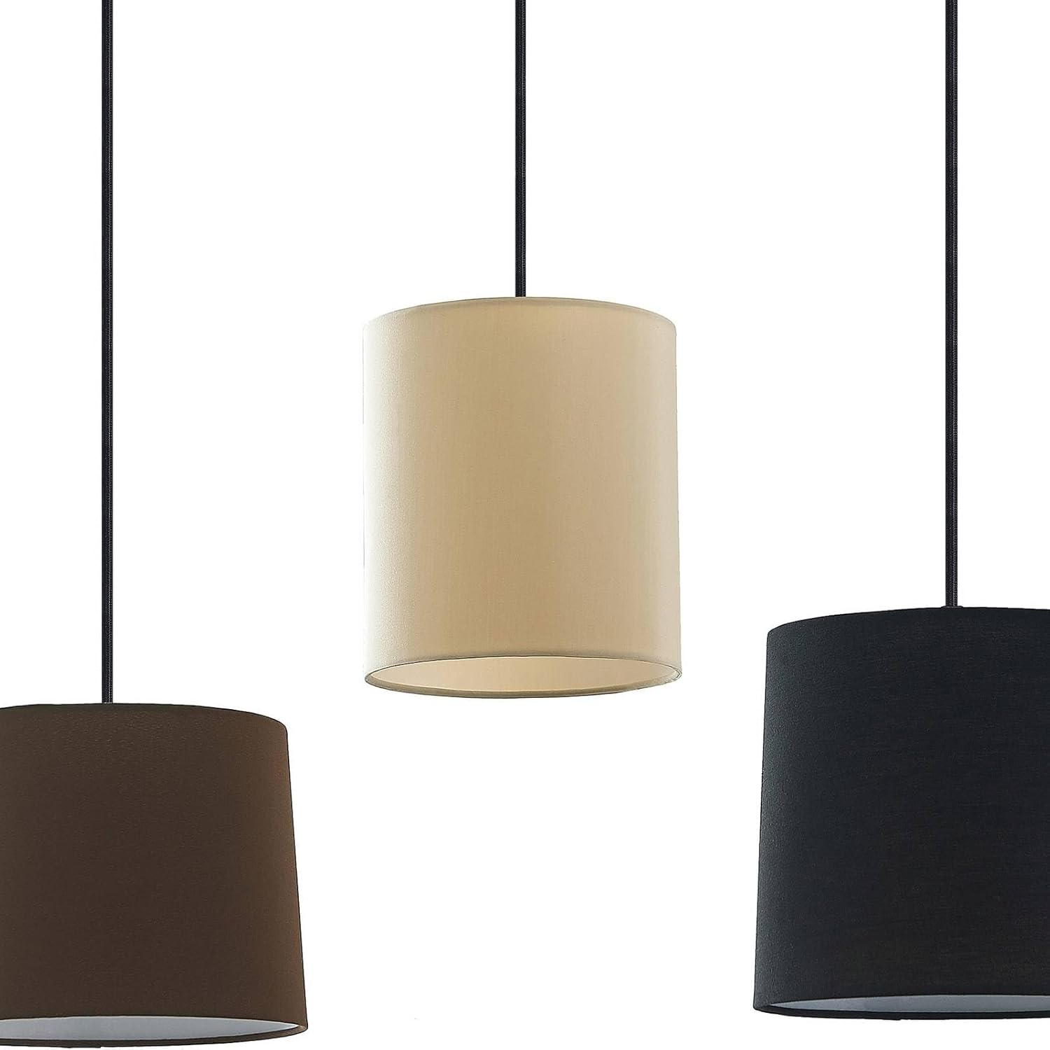 Lindby Esstisch Pendelleuchte Holz, Textil Balkenpendelleuchte Holzast und Stoff Lampenschirm Hängelampe Lampe Wohnzimmer 5x E27 ohne Leuchtmittel