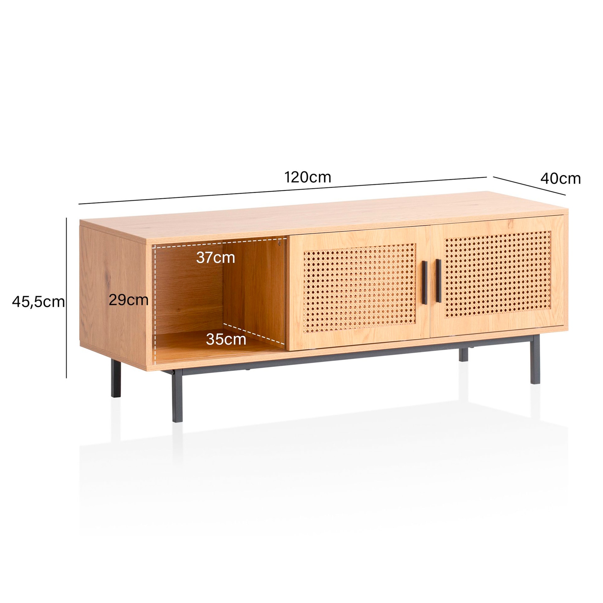 Lowboard 120 x 46 cm braun/schwarz