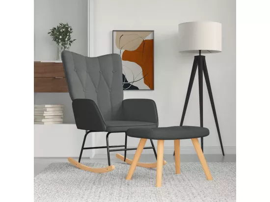 Chaise à bascule avec repose-pied Gris foncé Tissu