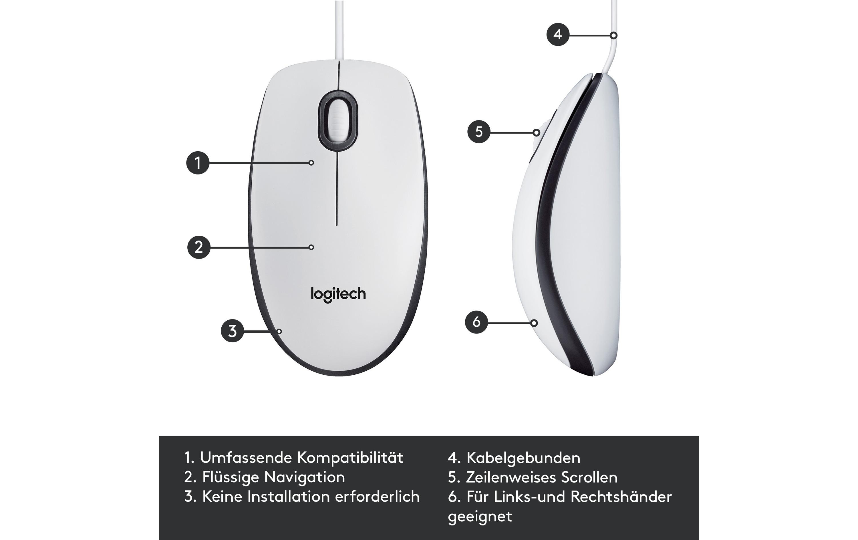 Maus M100 OpticalKabelgebundene optische Maus für PC, Laptop und Mac