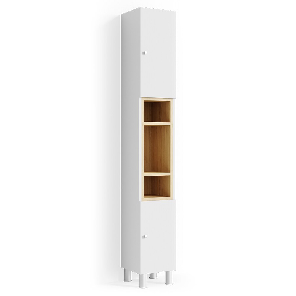 Vicco Badschrank Aquis Badezimmerschrank Hochschrank Bad Schrank EicheWeiß