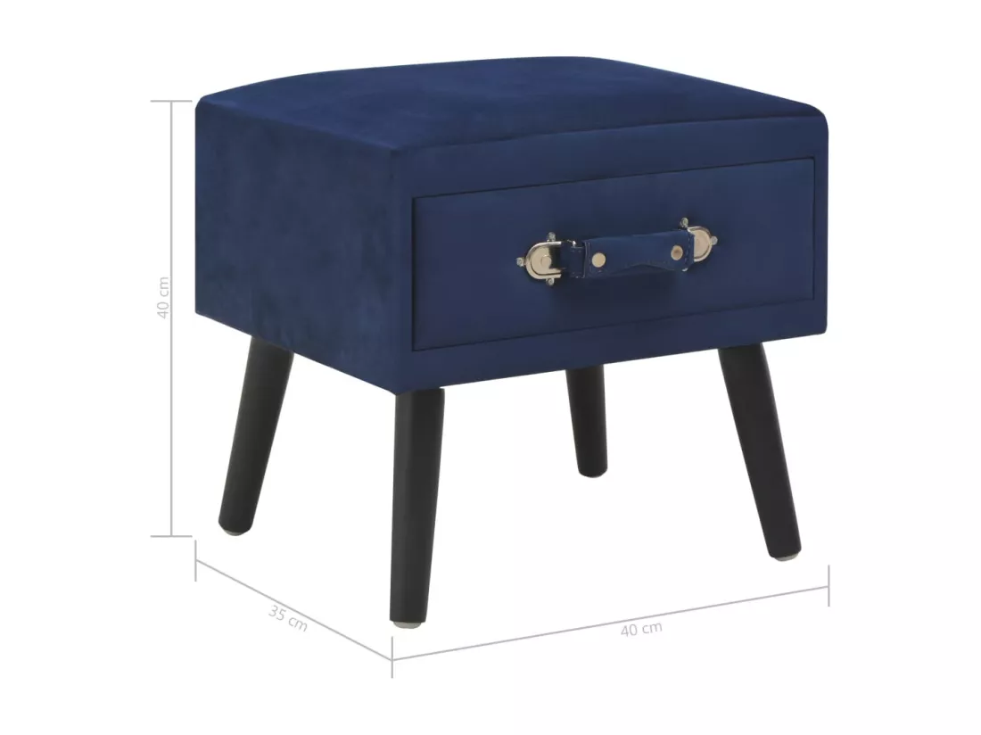 Table de chevet Bleu 40x35x40 cm Velours