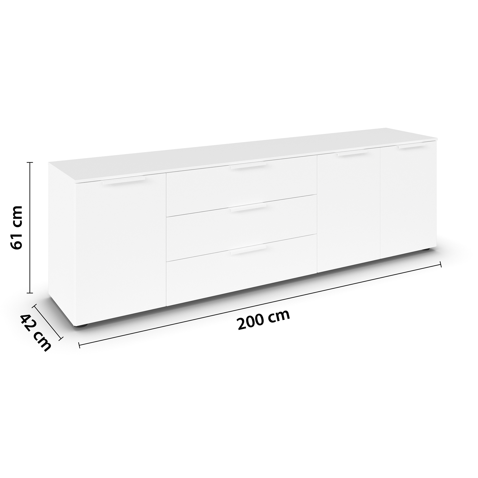 Lowboard - alpinweiß - 199 cm