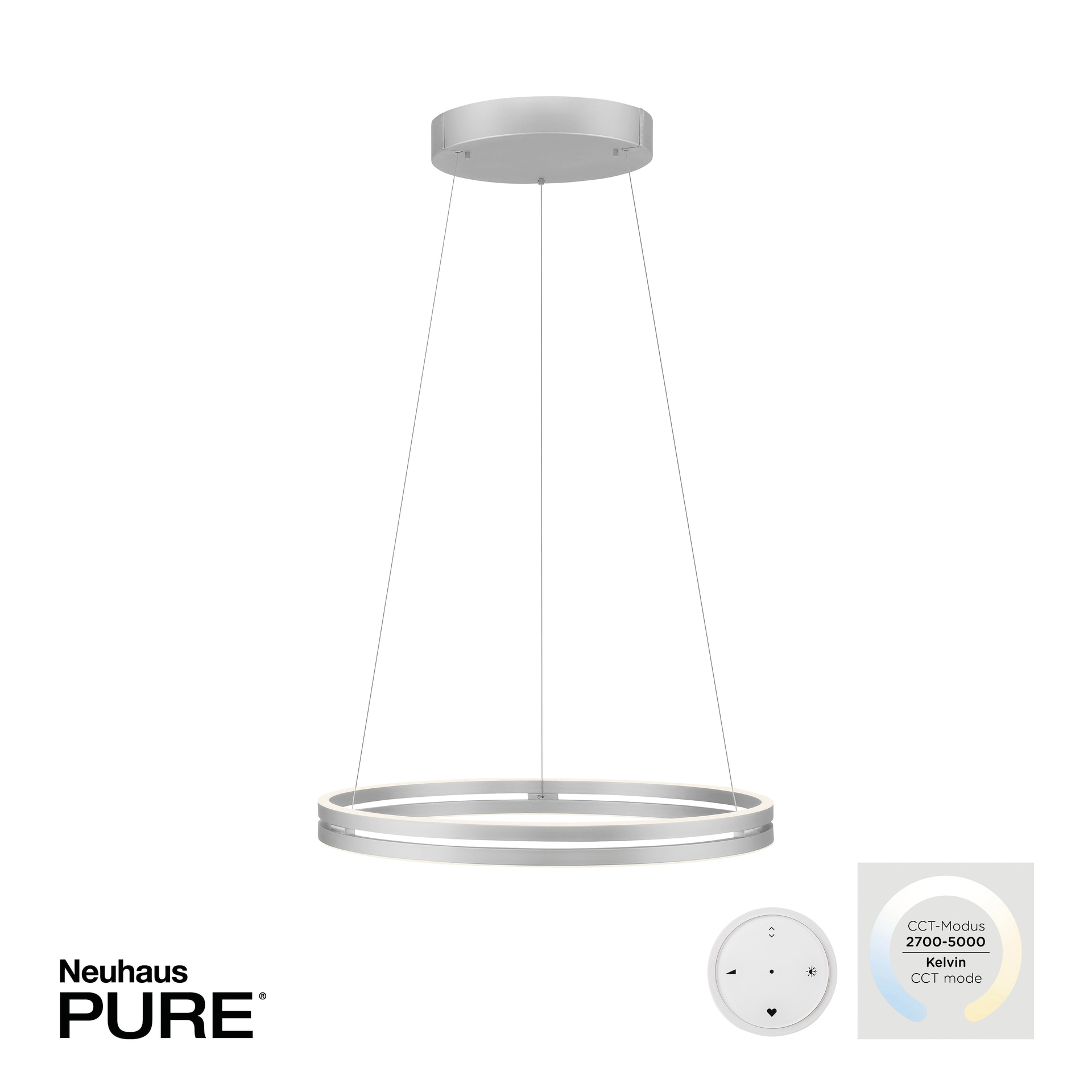 Paul Neuhaus LED Balkenpendel PURE E-LOOP 2-flg alufarbig