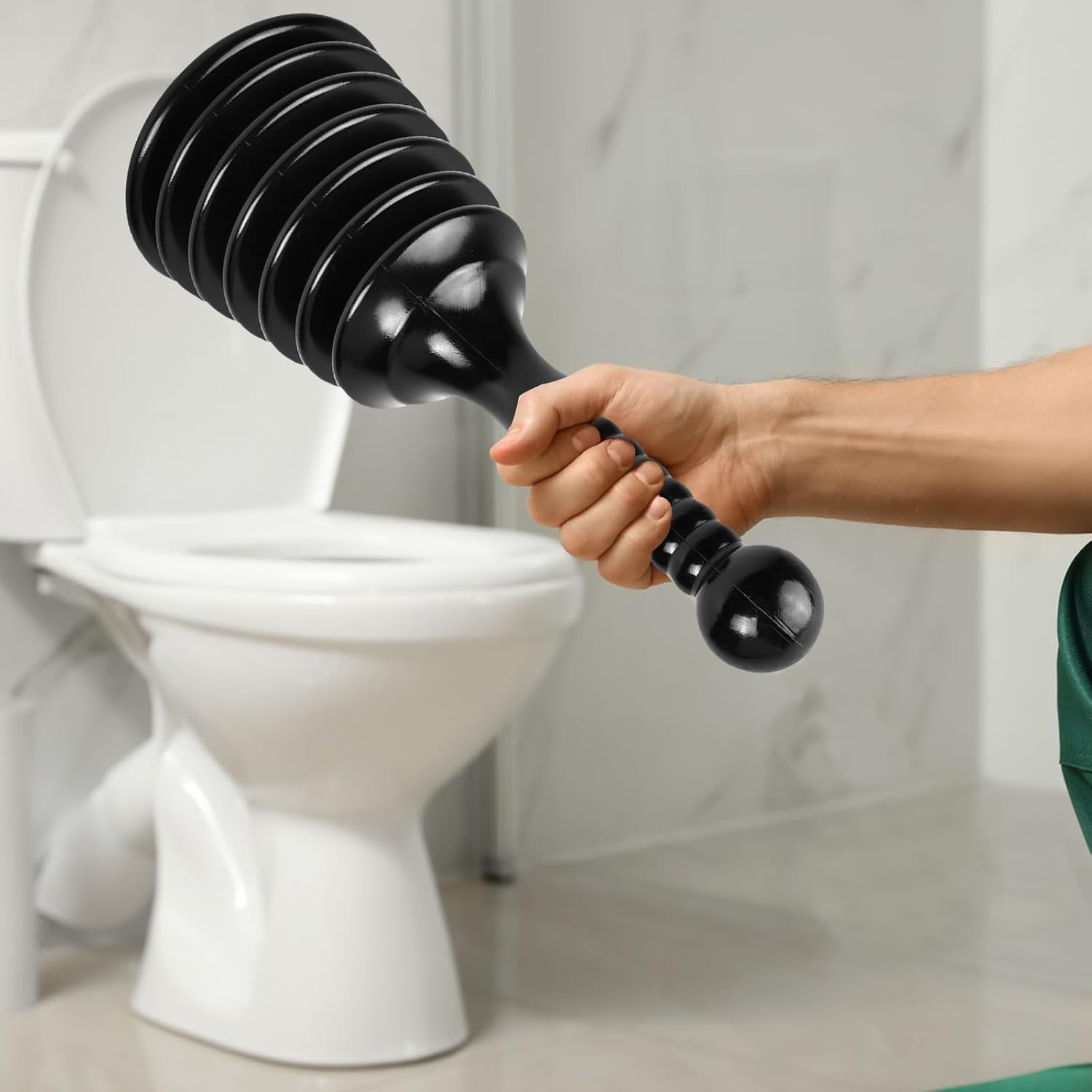 (30cm) WC Pömpel Toiletten Turbo Stampfer Abfluss Reiniger Saugglocke - Schwarz