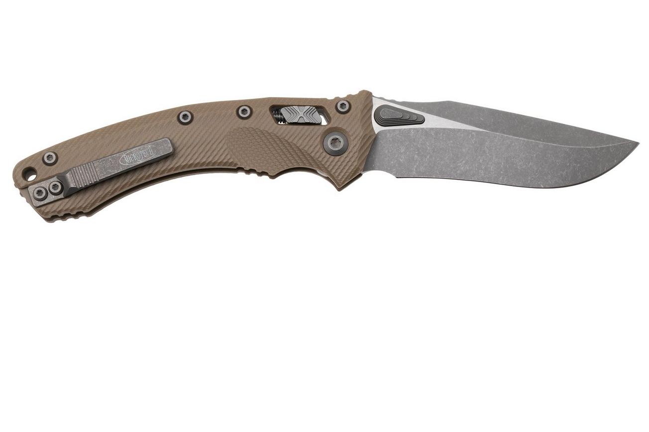 Microtech Amphibian 137RL-10APFLGTTA, Apocalyptic Stonewashed M390MK, Fluted Tan G10 zakmes