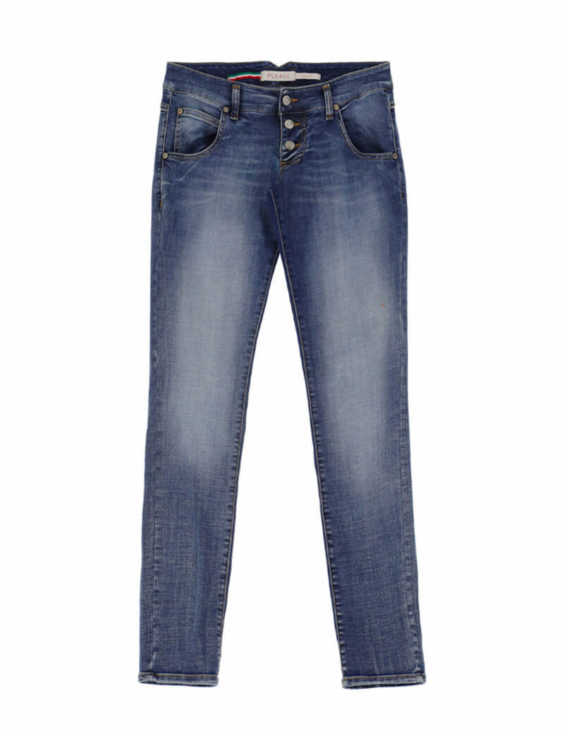PLEASE JEAN SLIM REVERS CHEVILLES BLEU DENIM