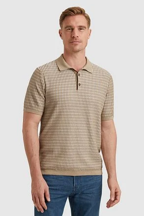 Vanguard Poloshirt Knitted Checks Beige VPSS2502814-8052 kopen