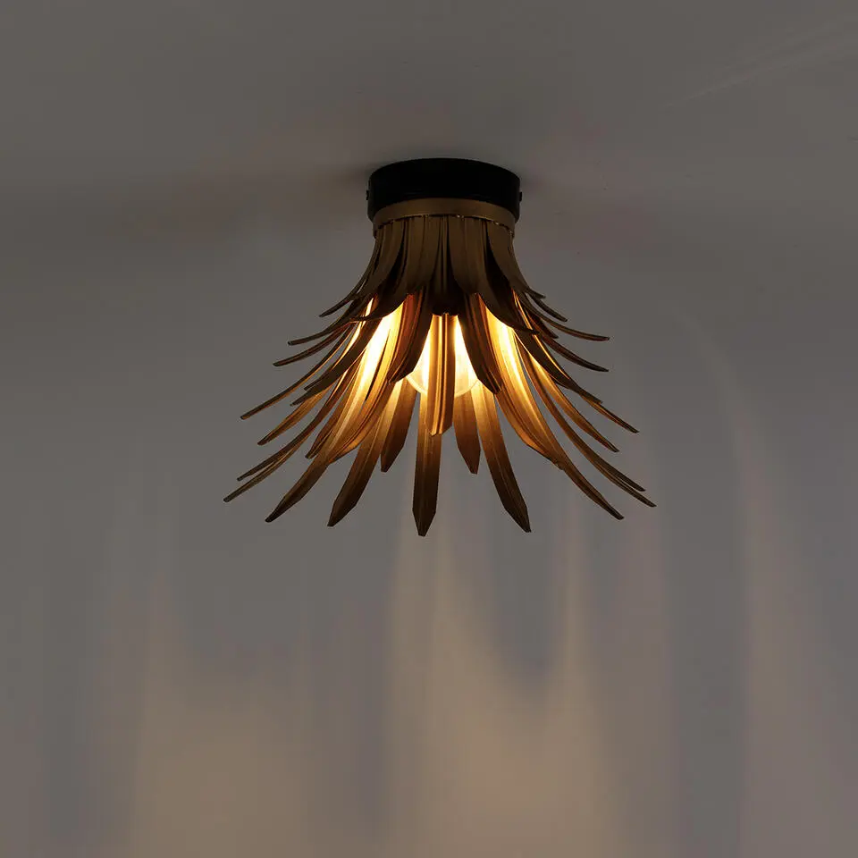 Qazqa plafondlampen wesley goudkleurig e27