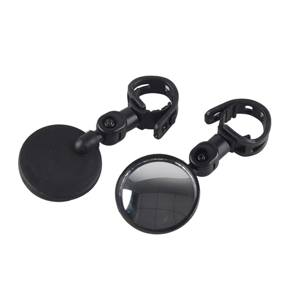 (2er Set) Ø8cm Universal Fahrrad Velo Rückspiegel mit Weitwinkel - Schwarz