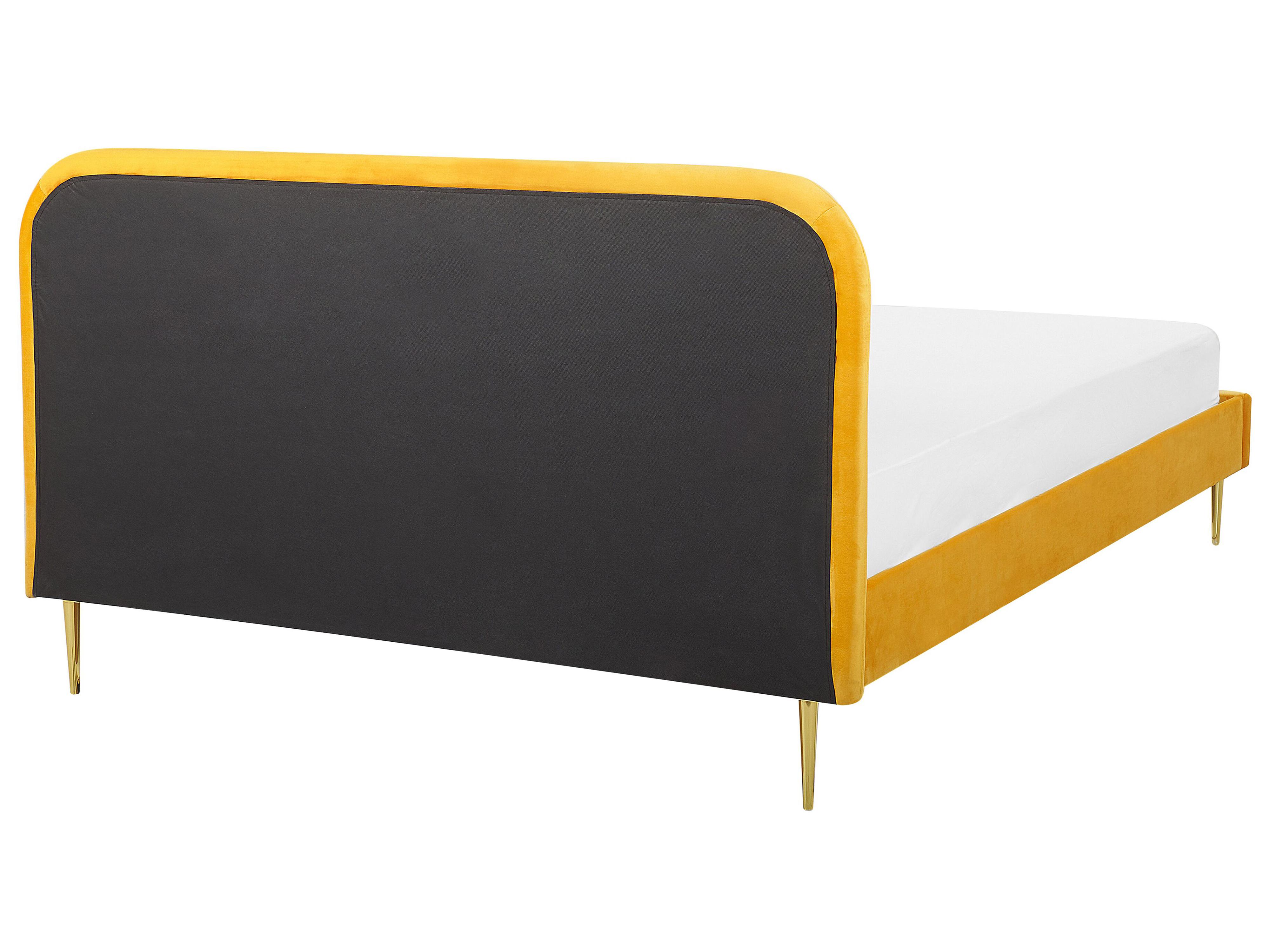 Bed Fluweel FLAYAT 180 x 200 cm Geel