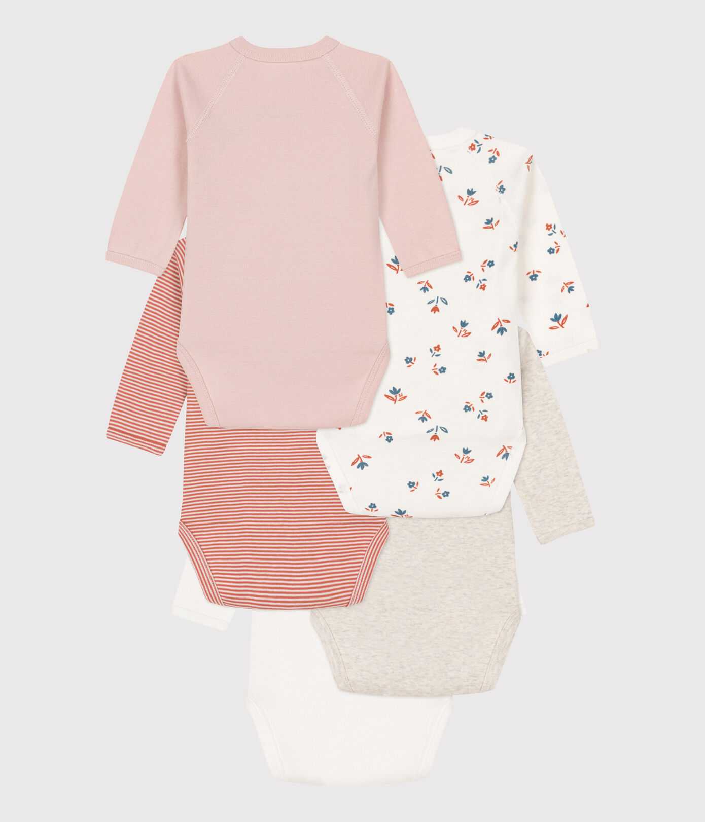 Lot de 5 bodies manches longues bébé en coton