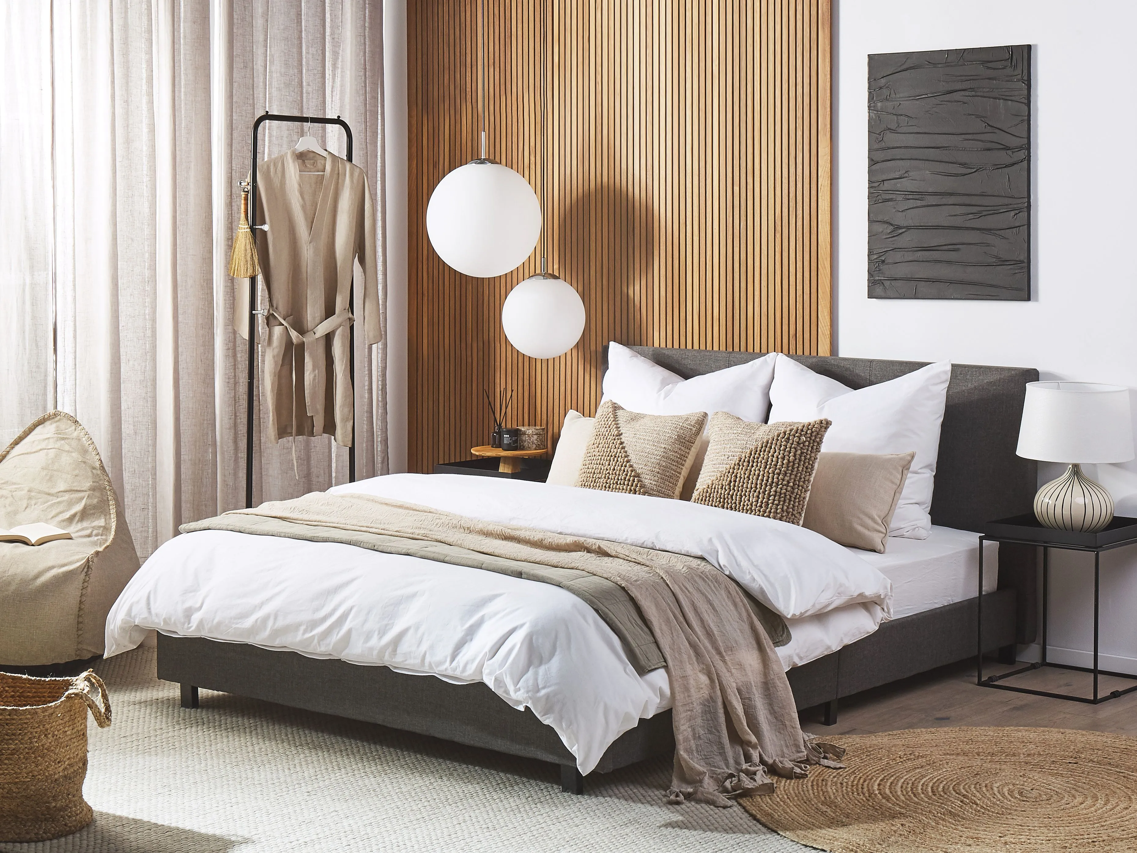 Bed Stof ALBI 180 x 200 cm Grijs