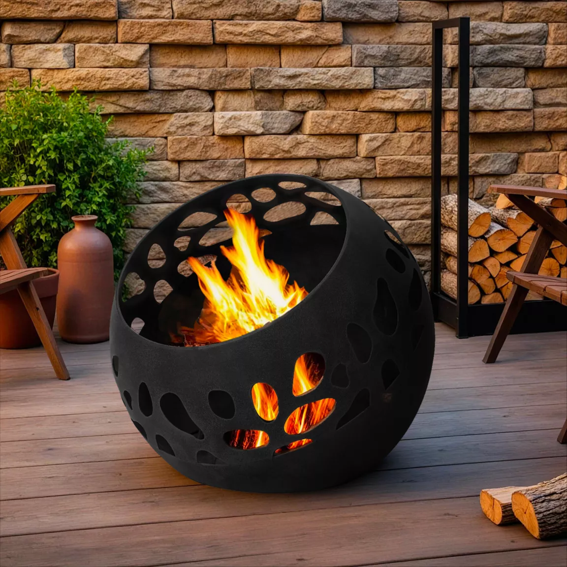 Braséro d'extérieur rond (D50 x H45 cm) Pyra Noir