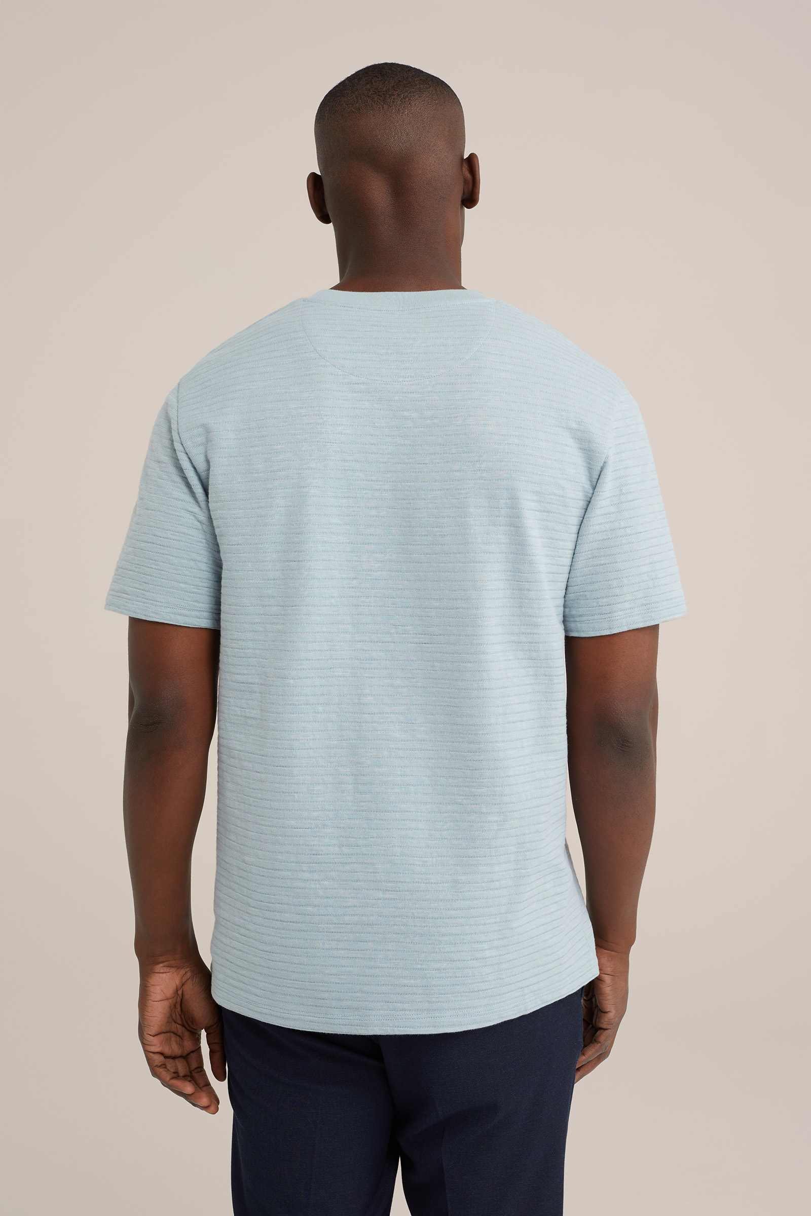 T-shirt met structuur WE Fashion Lichtblauw