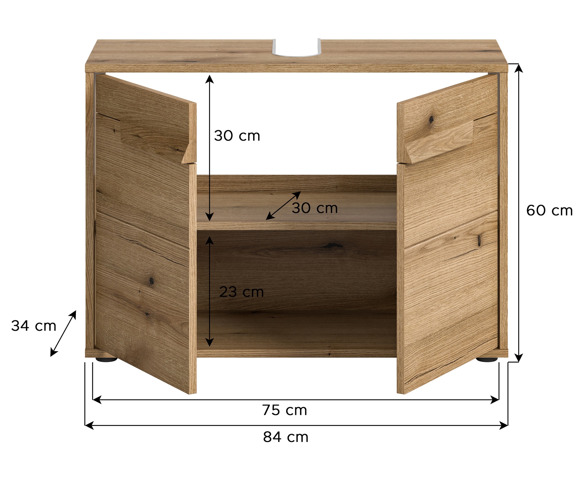 Waschbeckenunterschrank Zeno B/H/T 84x60x34 cm