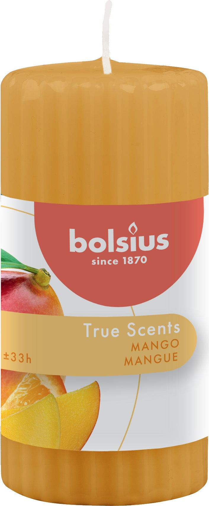 Bolsius geurkaars True Scents Mango geel 33 uur D 5,8 H 12 cm