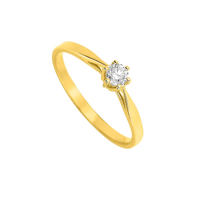 Bague Femme - Or 18 Carats - Diamant 0,14 Carats