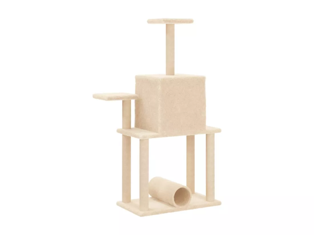 Arbre à chat avec griffoirs en sisal crème 122 cm