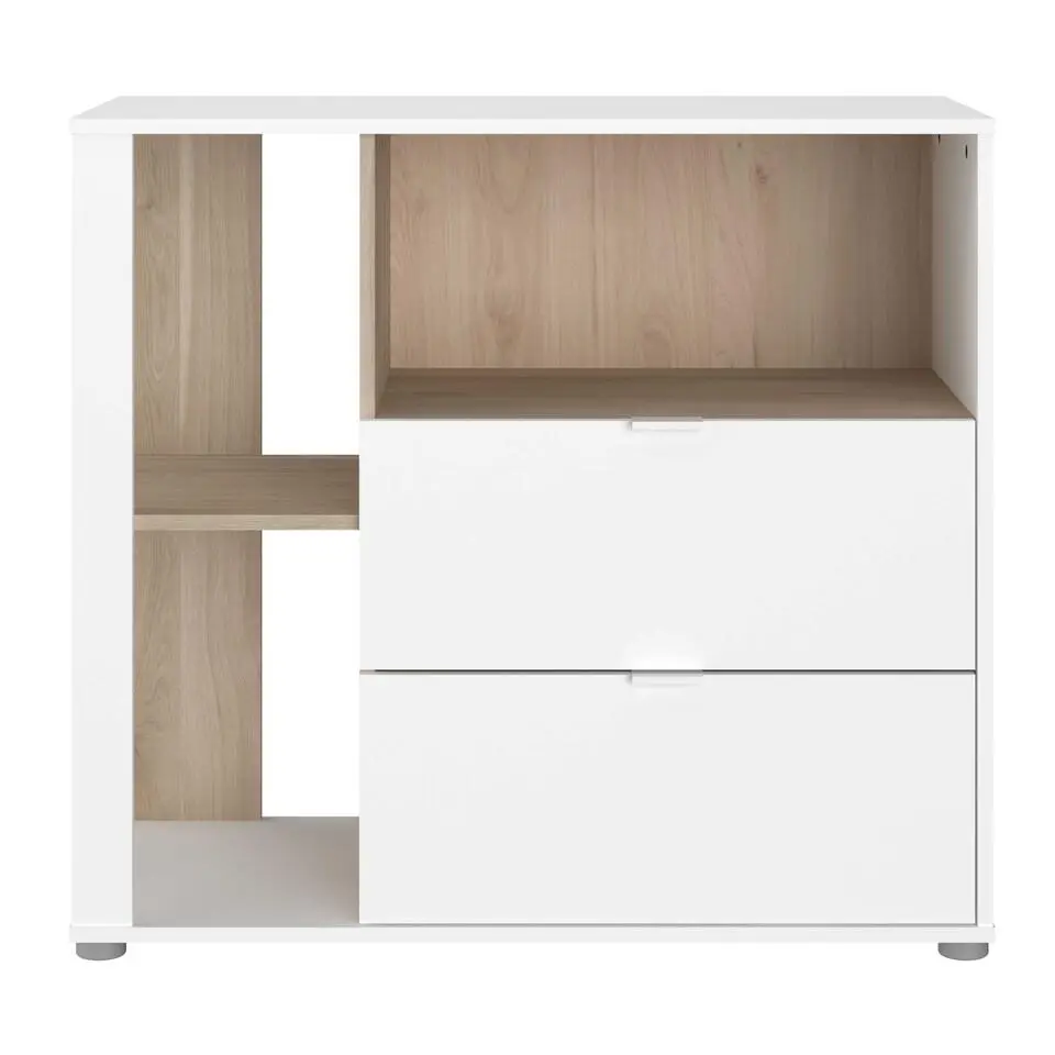 Commode Hardy - 91x40x83cm - 2 lades - wit/eik