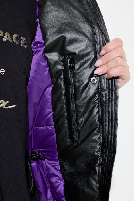 Jacke, A-Linie, farbiges Futter, Kapuze