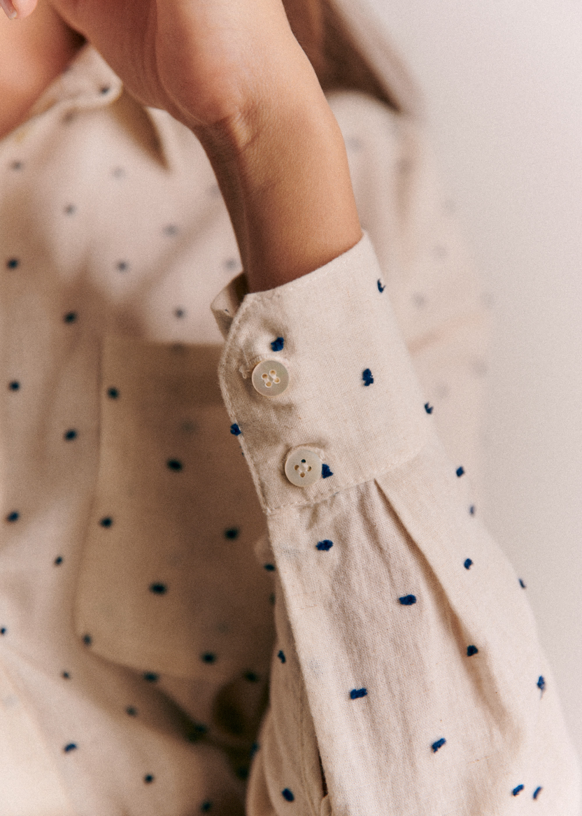 Chemise Tomboy - Plumetis Ecru Bleu - E-SHOP/CHEMISES & BLOUSES 5905271
