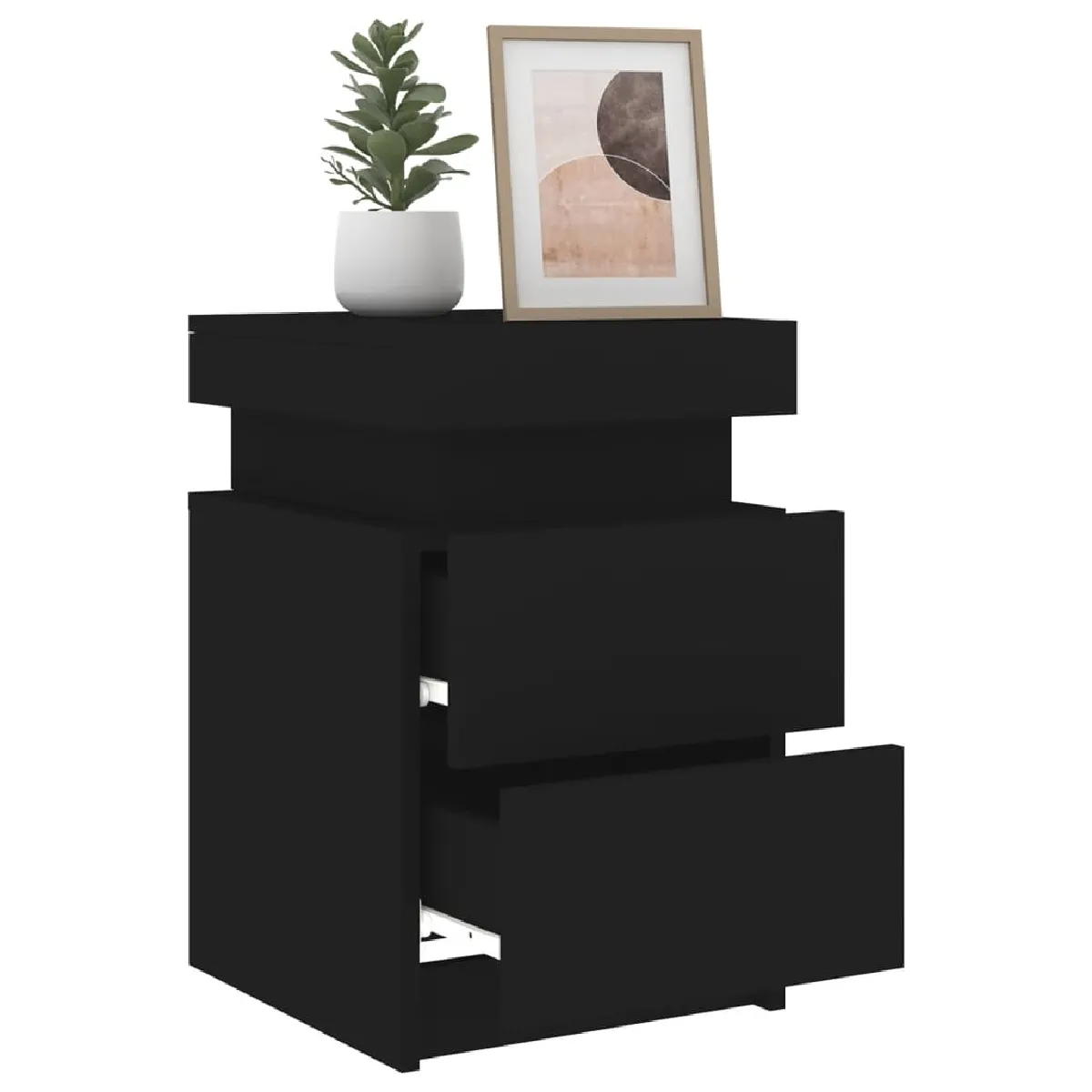vidaXL Table de Chevet LED Noir