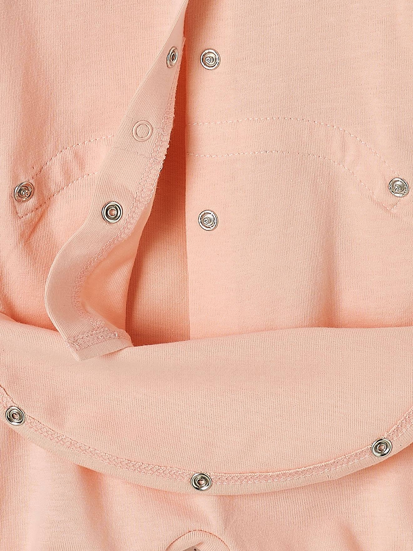 Conjunto com 2 pijamas curtos de body para bebê menina, em dois tons de rosa claro/multicolorido, com certificação Oeko-Tex®.
