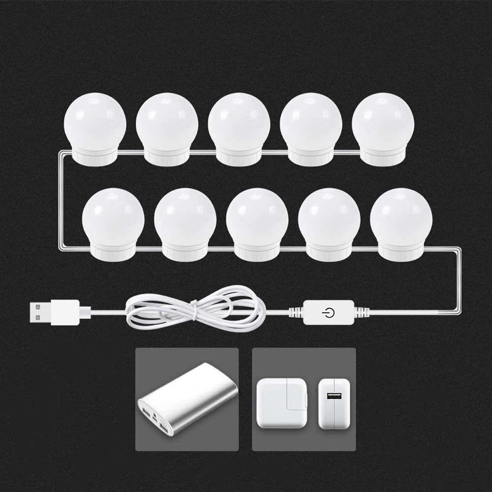 (14er Set) Hollywood Schminkleuchten LED Lichter Nachrüst Kit für Make Up Spiegel - Weiss