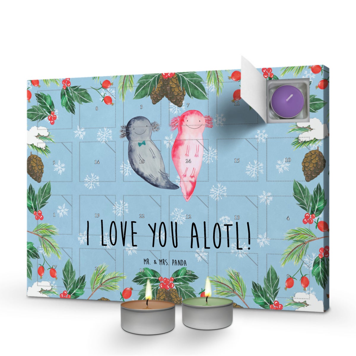 Mr. & Mrs. Panda Geurkaars Adventskalender Axolotl Love - Pastelblauw