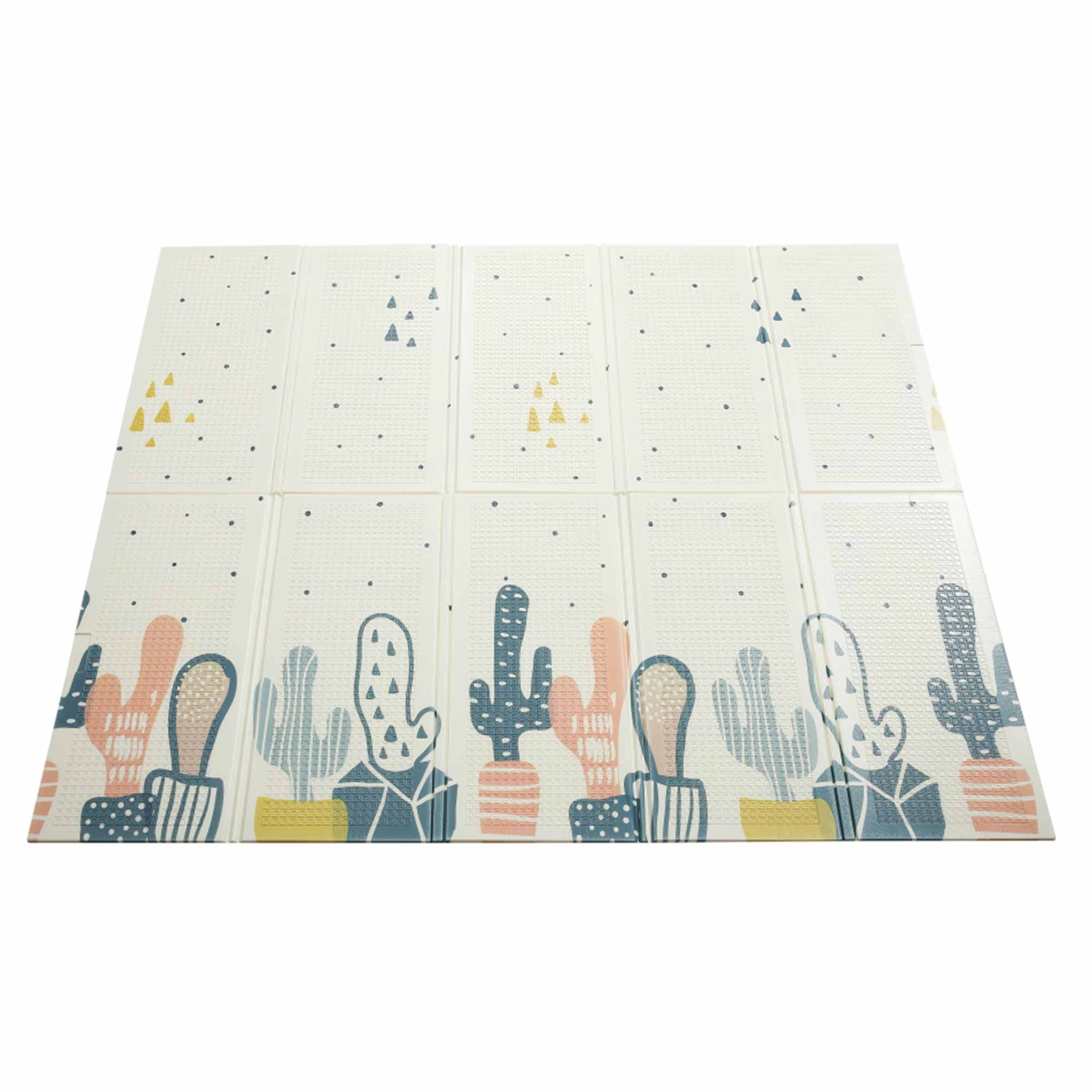 Baby Vivo Spielmatte / Spielteppich für Kinder doppelseitig mit Straße 200 x 180 cm - Kaktus