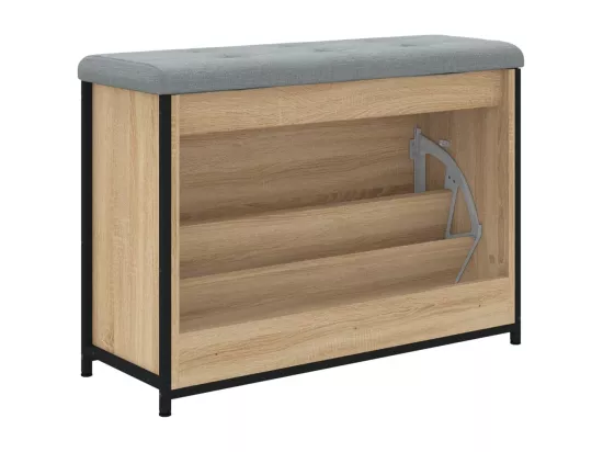 Banc à chaussures tiroir rabattable chêne sonoma 82x32x56 cm