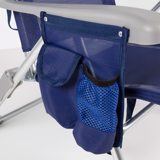 Cadeira de praia dobrável Aktive Slim com múltiplas posições, almofada e bolso.