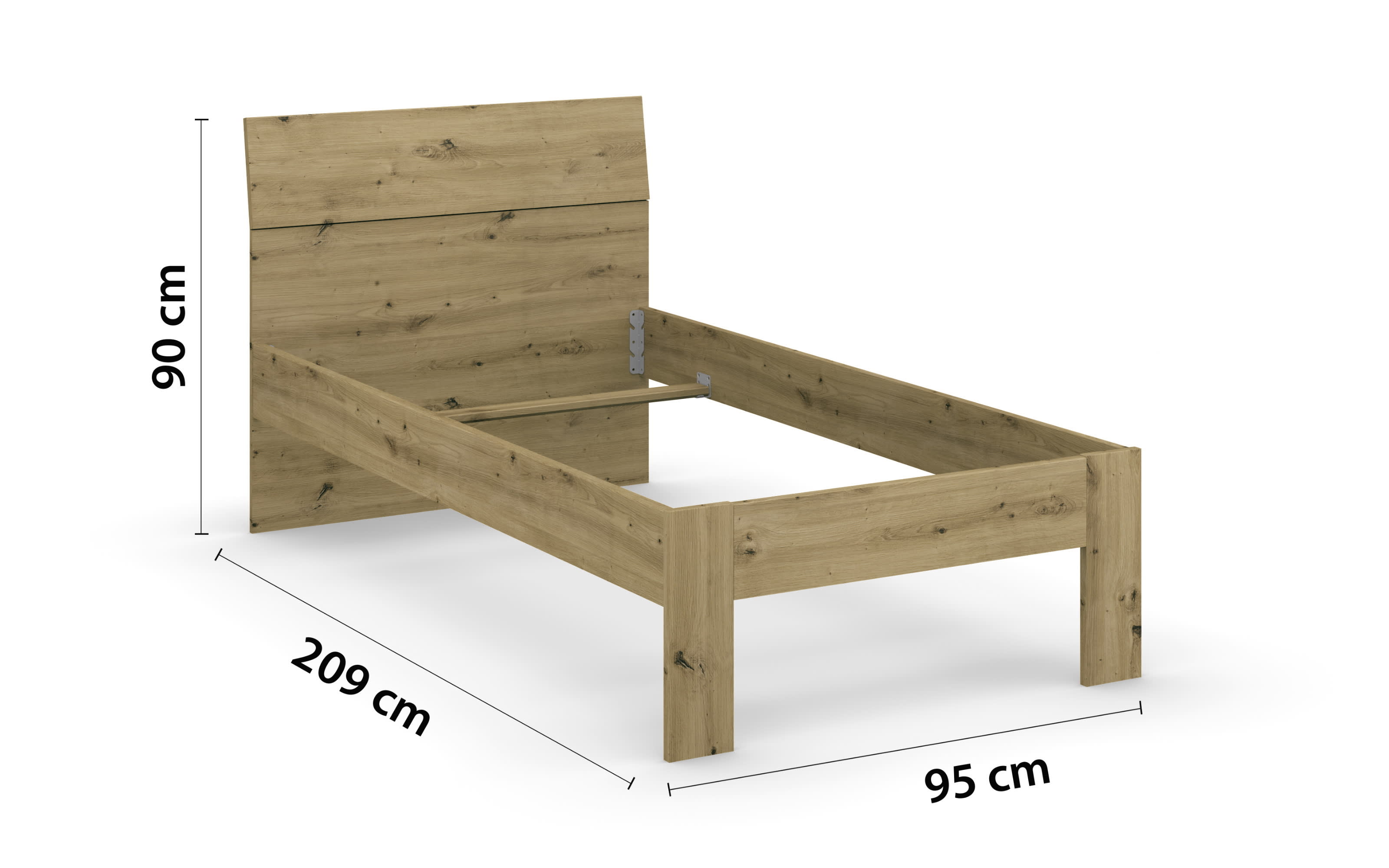 Bett 605M Allrounder, Eiche Artisan Nachbildung, 90 x 200 cm