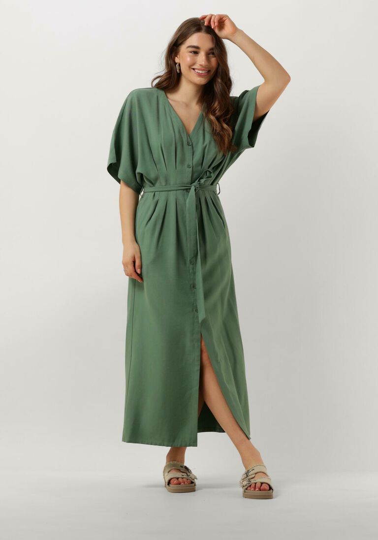 ANOTHER LABEL groene another label midi jurk louisa dress s/s