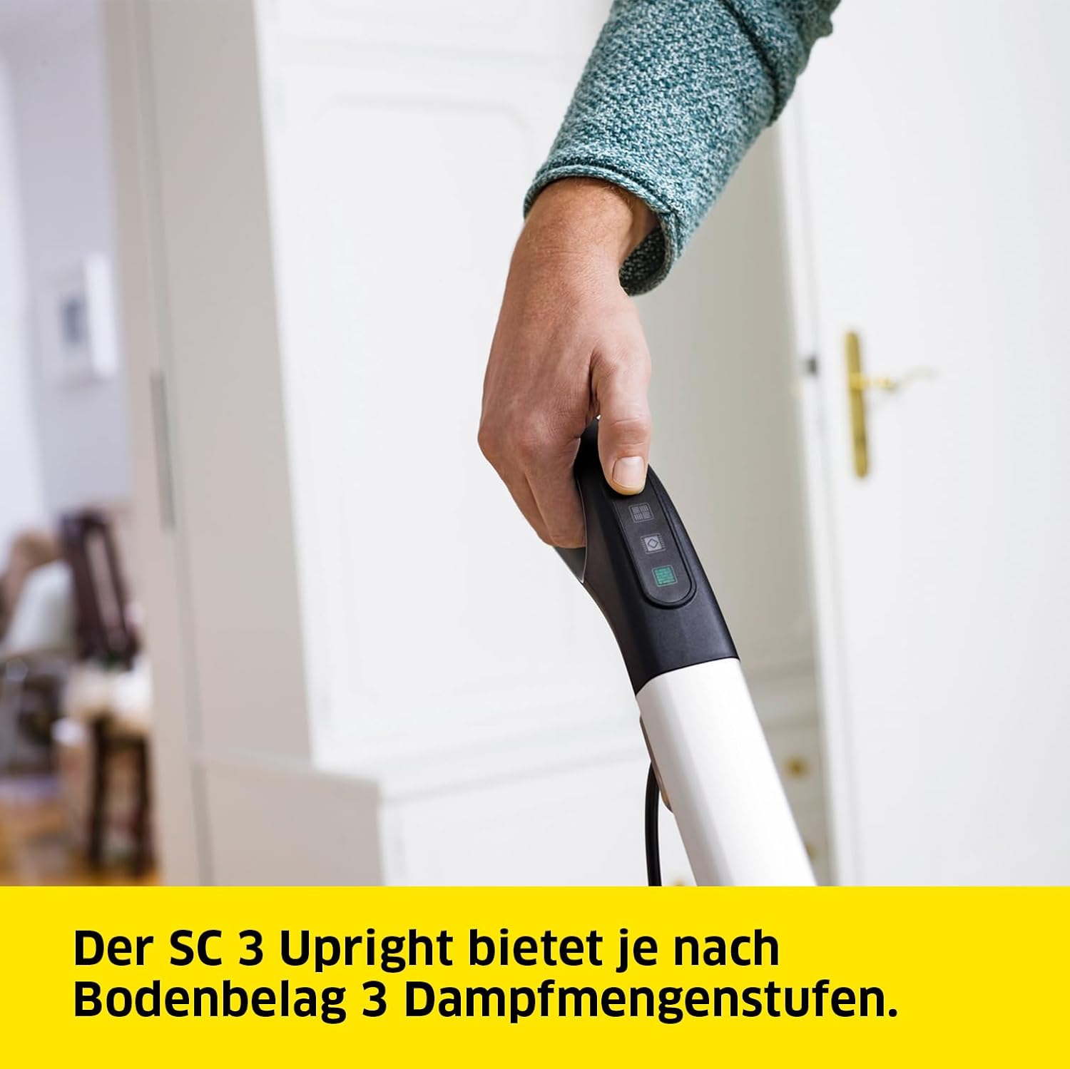 Kärcher Dampfreiniger SC 3 Upright EasyFix, Aufheizzeit: 0,5 min., Flächenleistung: ca. 60 m², Tank: 0,5 l, Heizleistung: 1.600 W, mit Bodendüse, Bodentuch, Teppichgleiter, Entkalkungskartusche