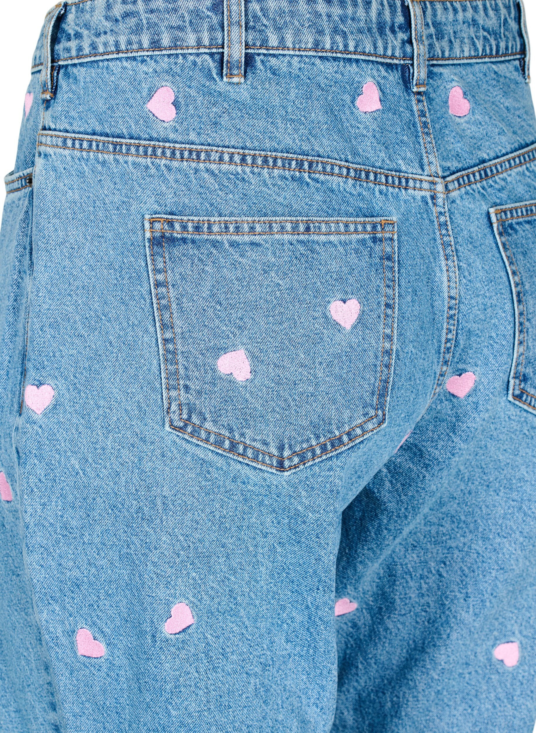 Højtaljede Gemma jeans med hjerter
