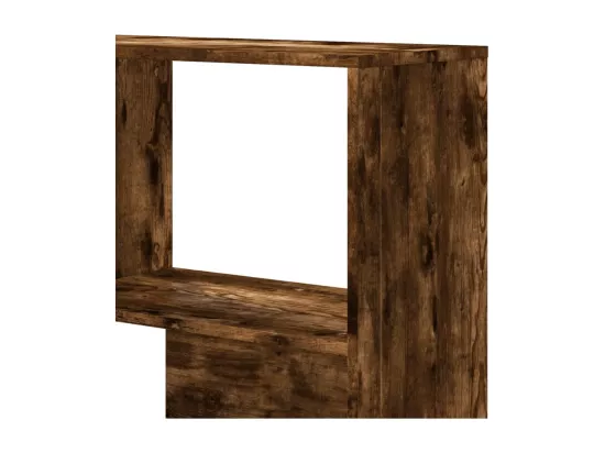 Bibliothèque d'angle à 4 niveaux chêne fumé bois d'ingénierie