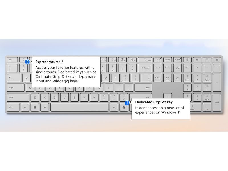 Microsoft Surface Keyboard (2. Edition) Schlanke Bluetooth-Tastatur mit Copilot-Taste