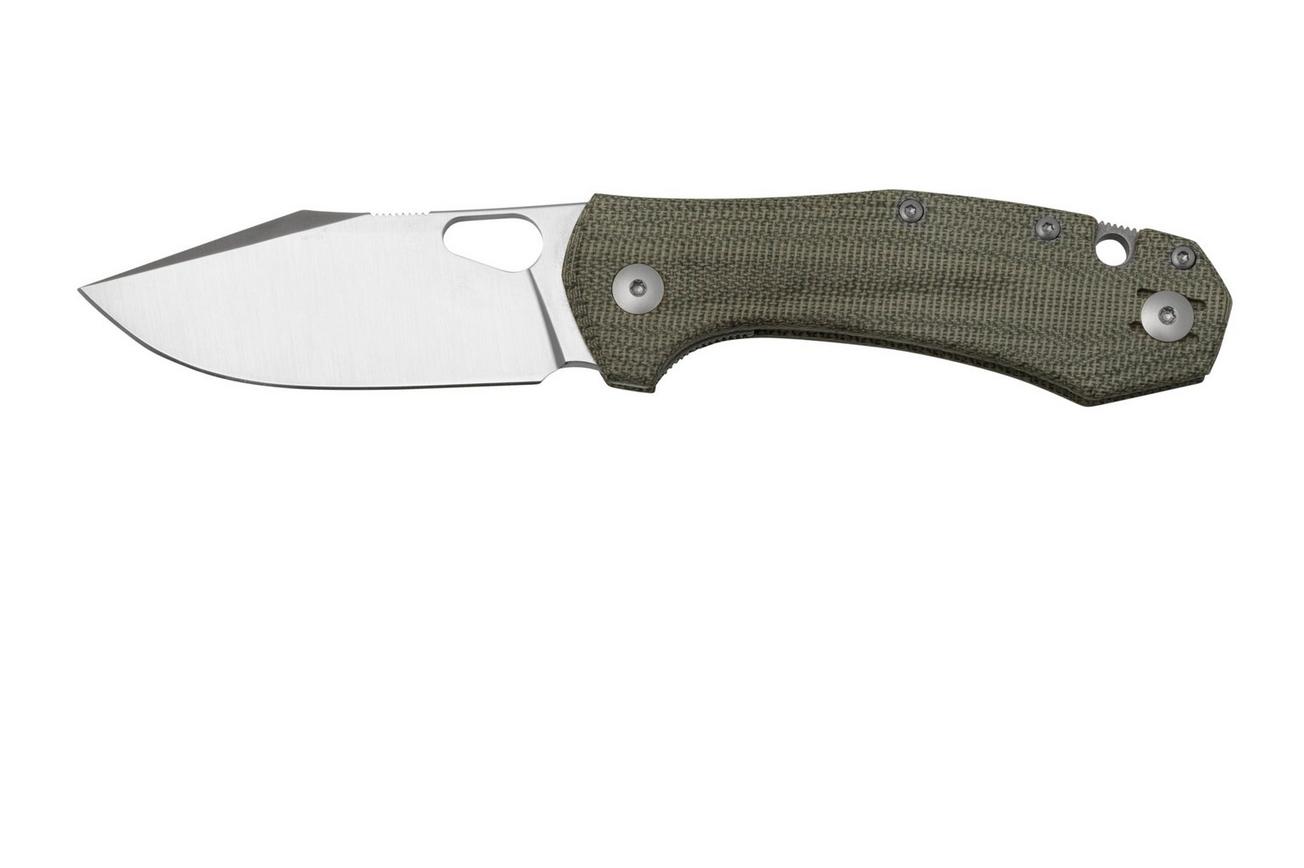 GiantMouse ACE Atelier, Elmax, Green Canvas Micarta zakmes