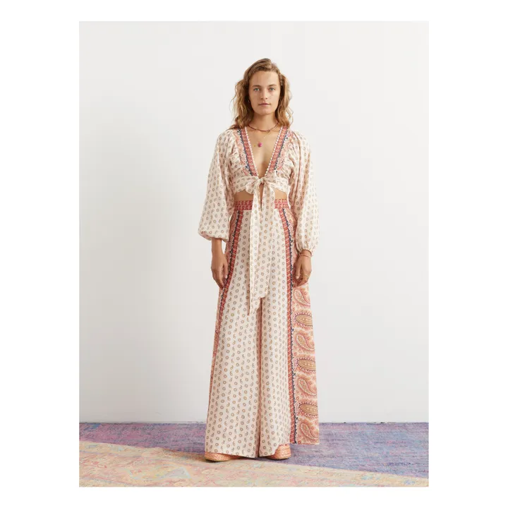 Boteh Top Cravat Batwing Lin | Rose