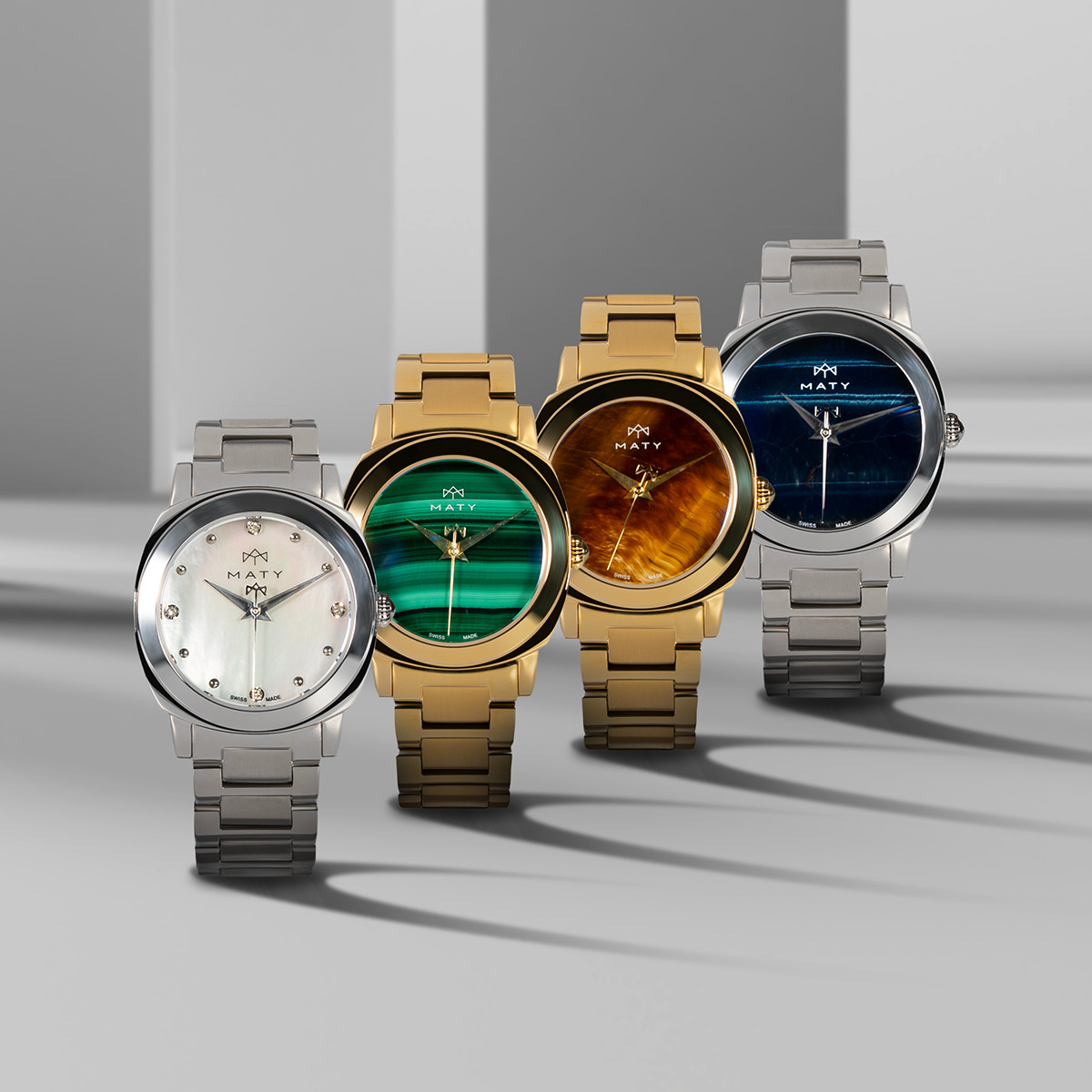 Montre MATY GM cadran Malachite bracelet acier