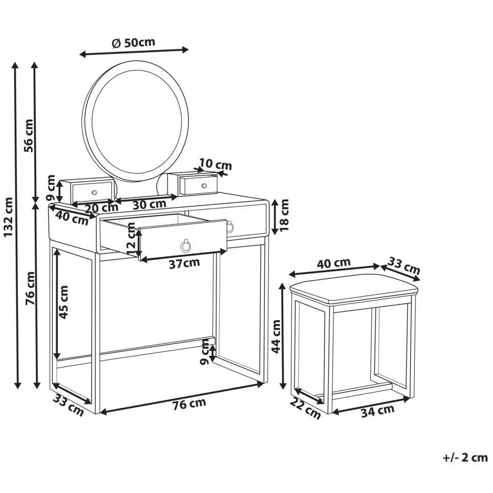 AUXON - Kaptafel - Wit - MDF