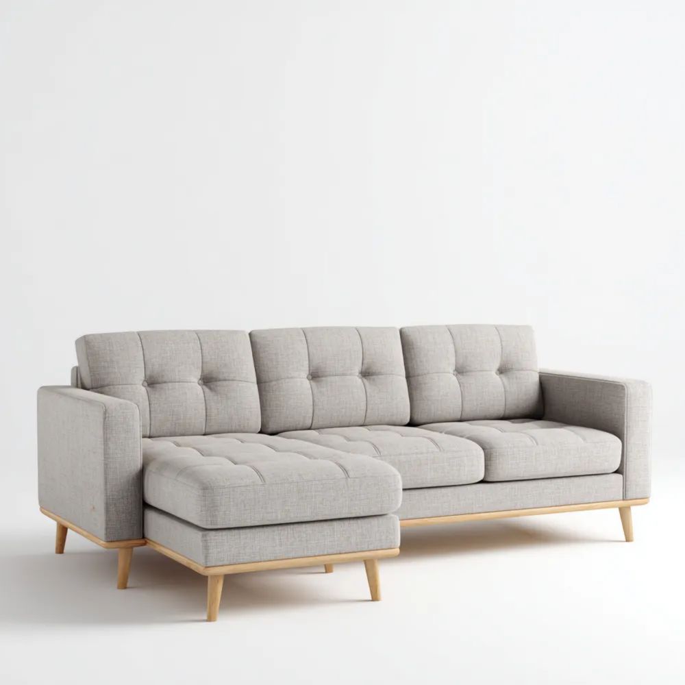 Ecksofa Stoffpolsterung 250x160x85 cm – Hellgrau – Modernes Design