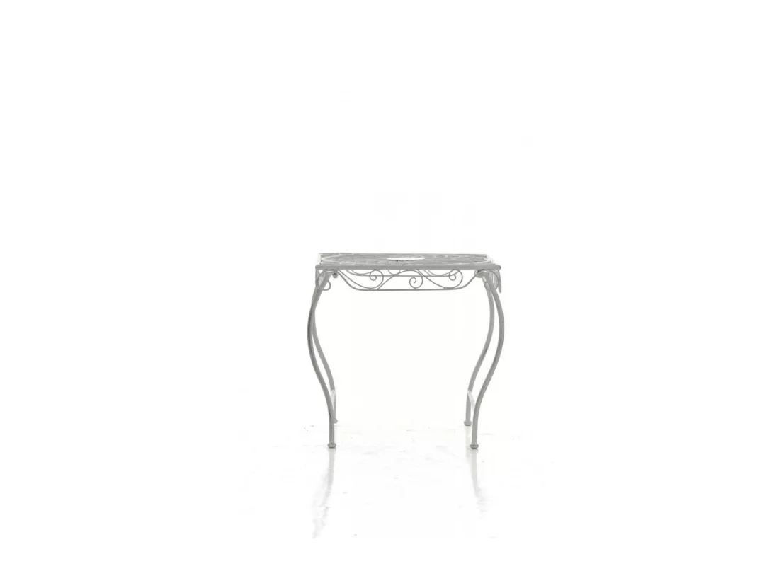 Table d'appoint de jardin - carré - Métal - 49 x 45 cm - Blanc antique - Zarina