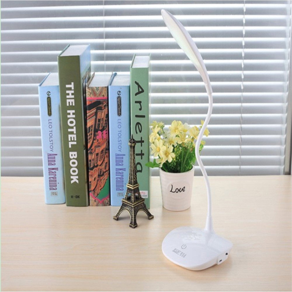 LED Schreibtisch Lampe Dimmbares USB Licht Biegbare Schwanenhals Leselampe mit Touch Steuerung - Weiss