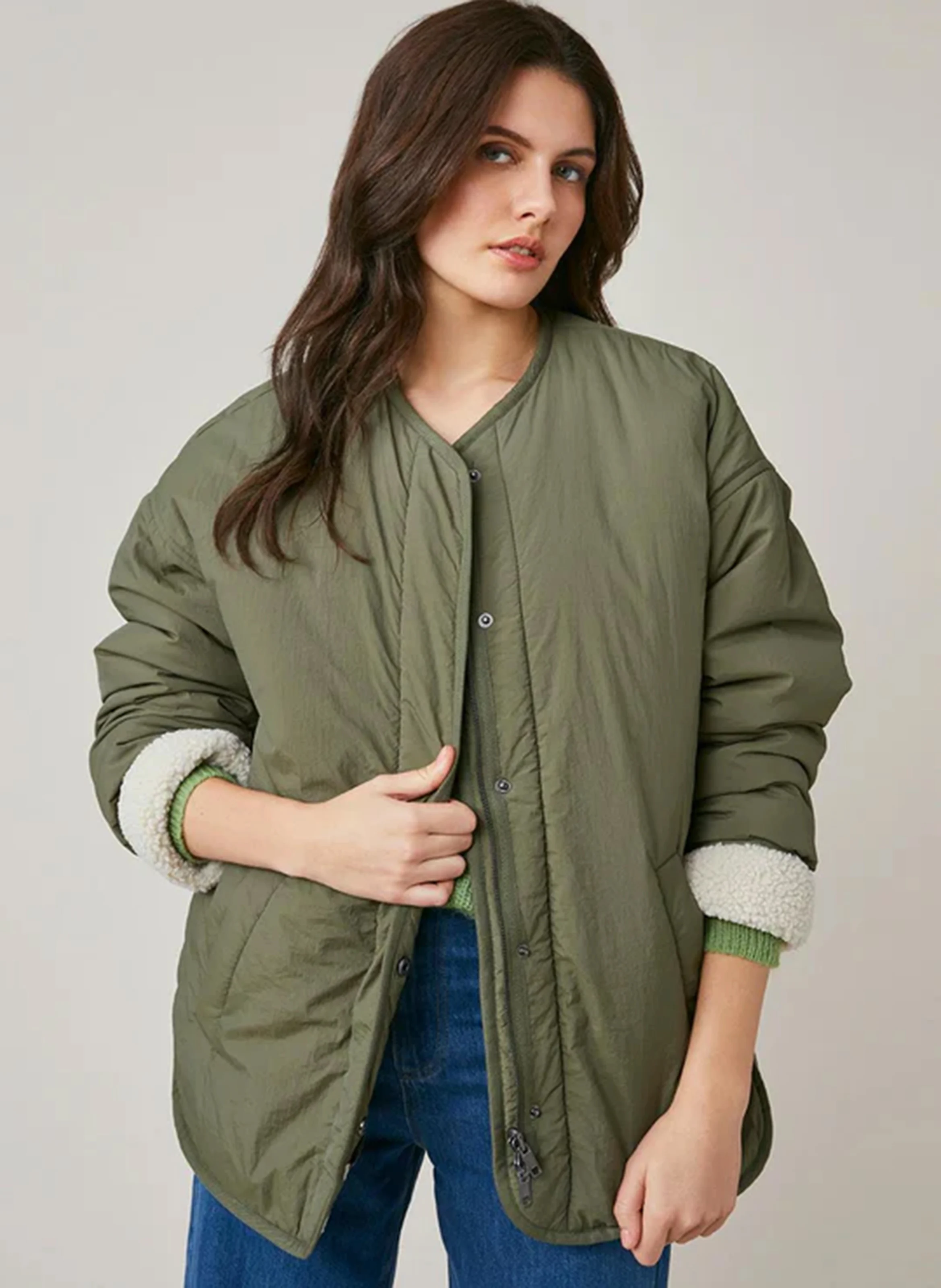 FALLOU - Veste oversize réversible à encolure V | Kaki