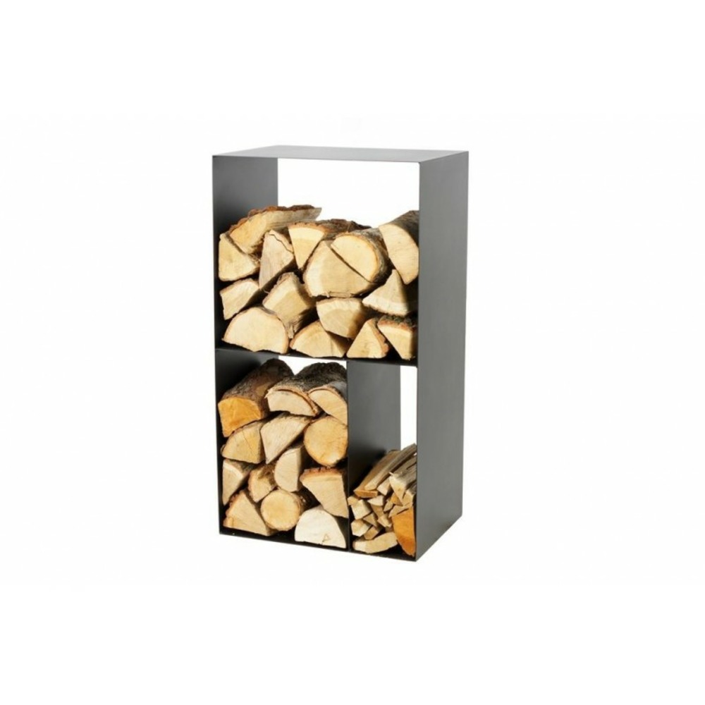 Rack à bûches caso en acier noir avec rangement 45x30x80 cm