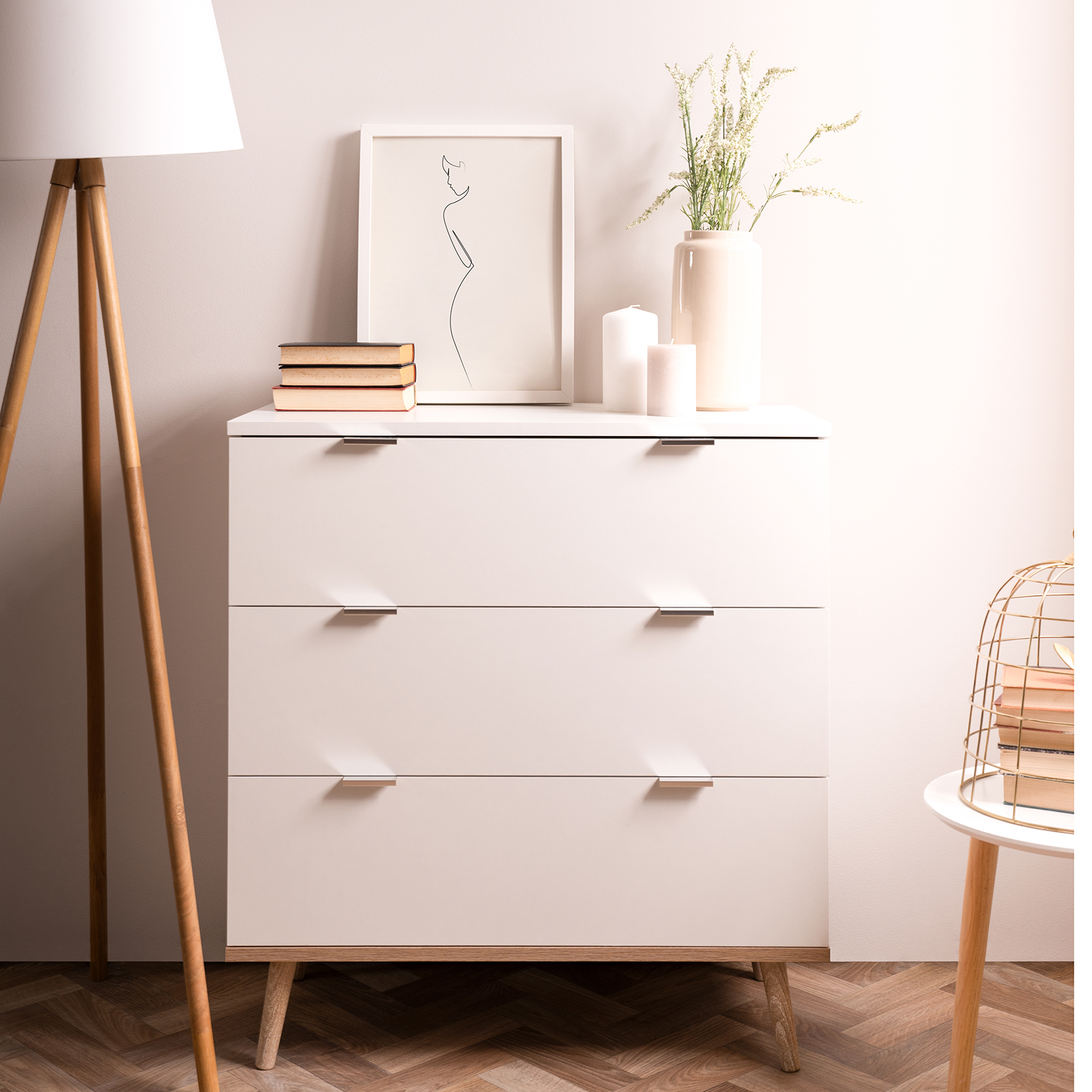 Kommode GÖTEBORG - weiß-Sonoma Eiche - 80 cm breit